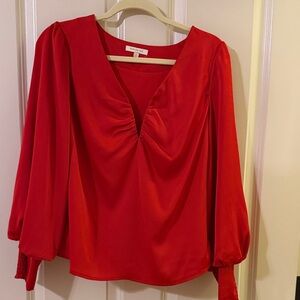 Vibrant Red Ruched Blouse